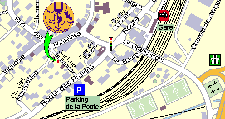 Plan d'accès au local Troglolog à Cornaux.